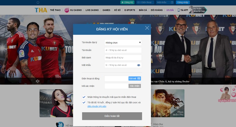 Cách đăng ký tài khoản cá cược Thabet bằng máy tính