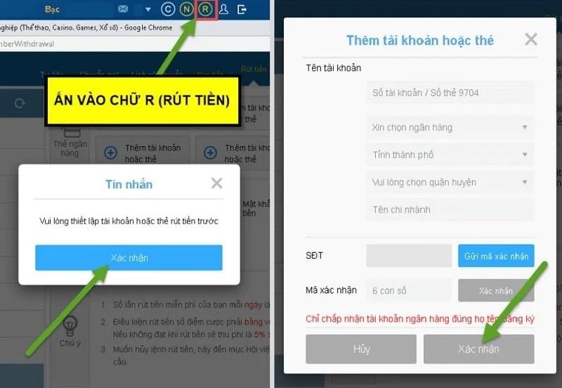 Hướng dẫn rút tiền tại Thabet